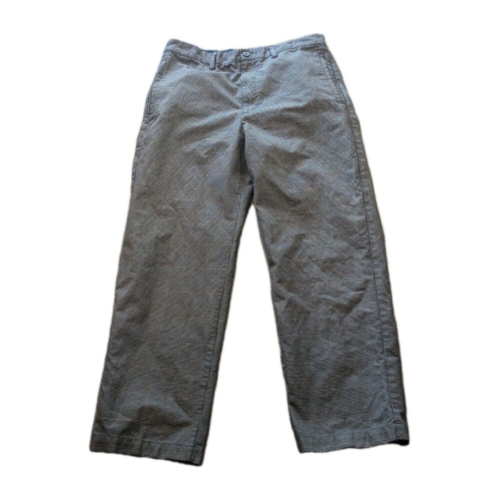 Vintage Eddie Bauer Relaxed Fit Pants Brown Glen Check Plaid 100% Cotton Y2k